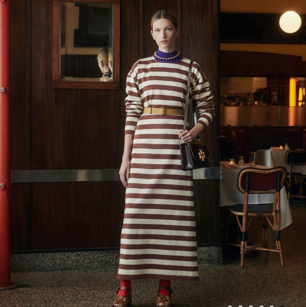 NWT Tory Burch Belted JERSEY STRIPED DRESS